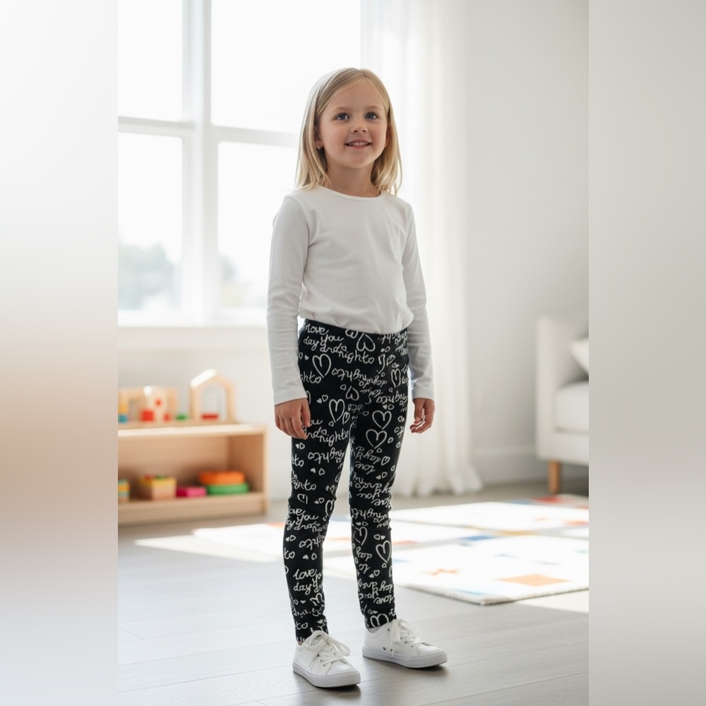 Stylish Script Print Kids Leggings